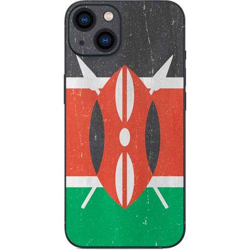 Kenya Flag Distressed iPhone 14 Plus Skin